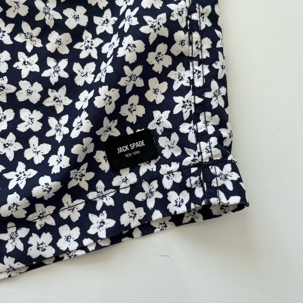 Jack Spade navy and White Floral Swim Trunks